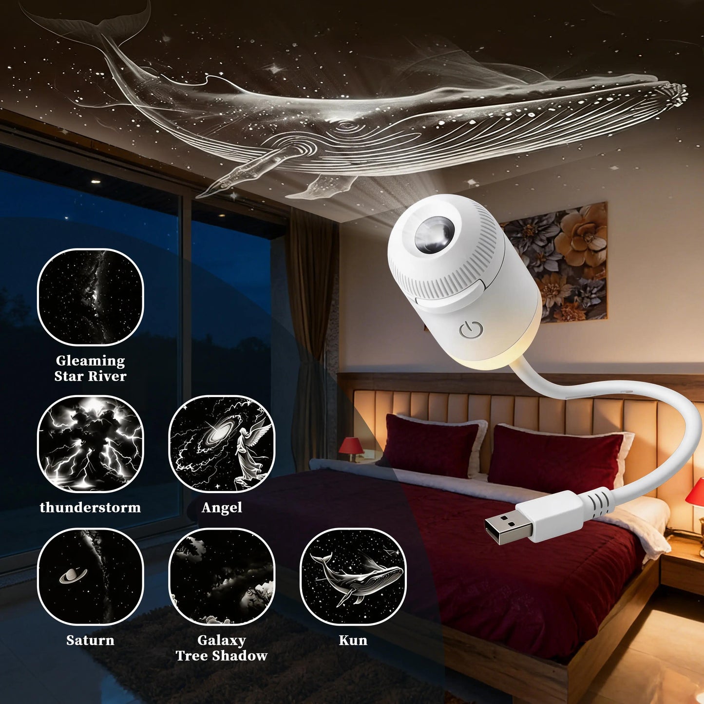 Comauo® NEXT-GEN SMART PROJECTION HD Smart Dynamic 5D Holographic Night Light Projector✨