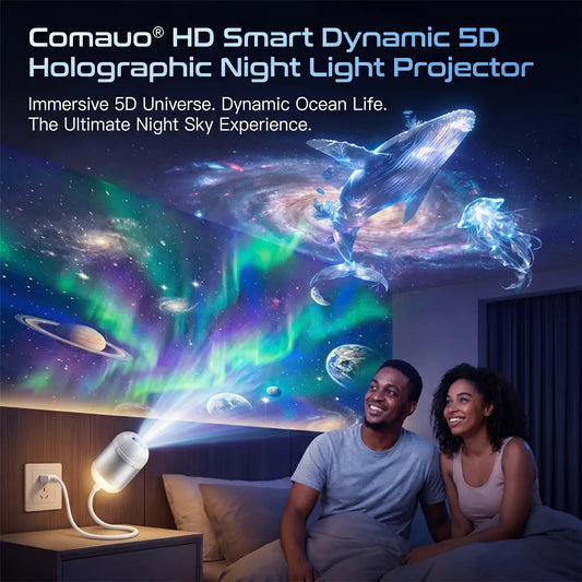 Comauo® NEXT-GEN SMART PROJECTION HD Smart Dynamic 5D Holographic Night Light Projector✨