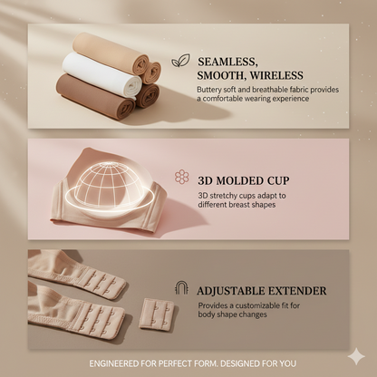Invisible T-Shirt Push-Up Bra: Wireless Seamless Lift Technology - Full-Support No-Wire Lingerie for a Smooth, Flawless Silhouette Under Any Outfit