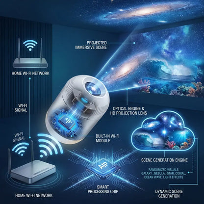 Comauo® NEXT-GEN SMART PROJECTION HD Smart Dynamic 5D Holographic Night Light Projector✨